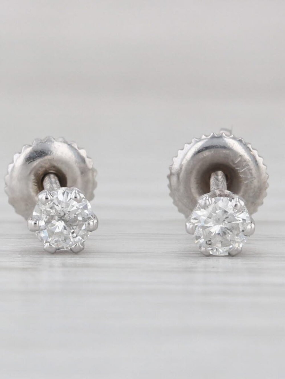 0.40ctw Diamond Round Solitaire Earrings 14k White Gold Studs